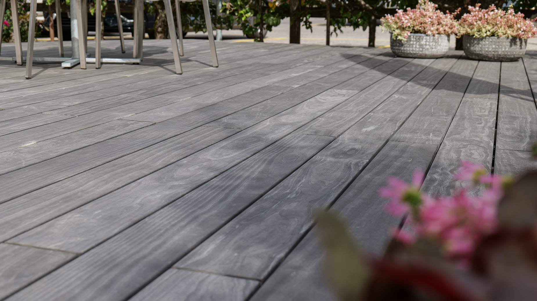 Accoya Grey Holzterrasse Eisenring