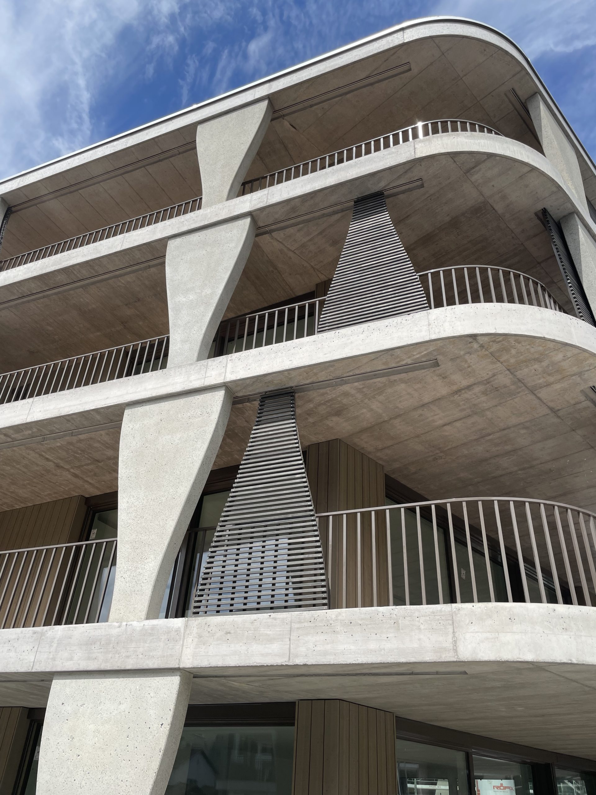 Sichtschutz aus grau durchgefärbten Accoya Holz